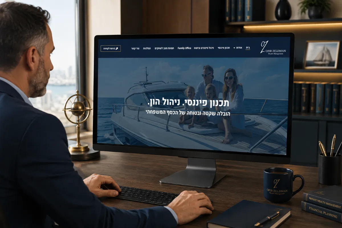 אתר אופיר זלדמן, תכנון פיננסי וניהול הון, בתצוגת מסך שולחני